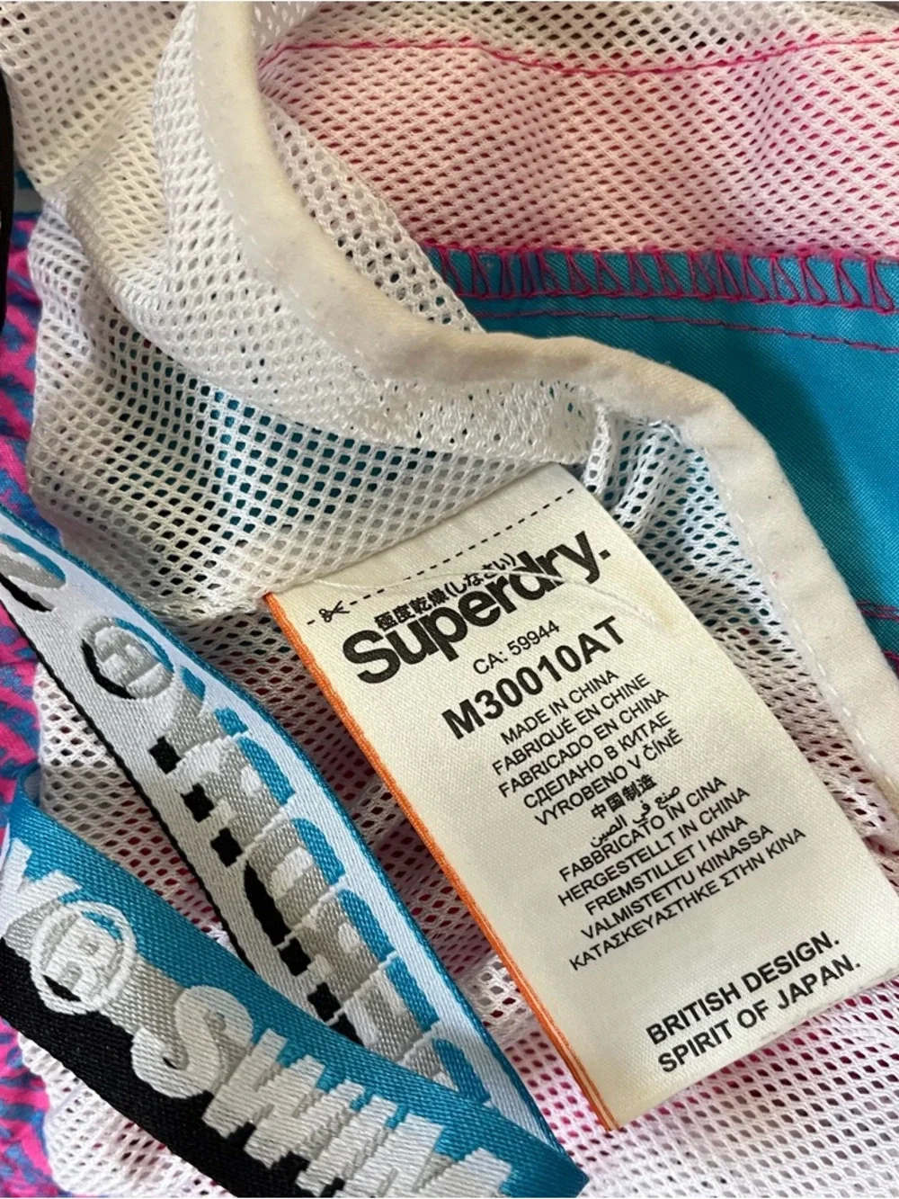 Men's Superdry Swim Shorts XL Neon Pink Blue Vibrant Summer Vacation